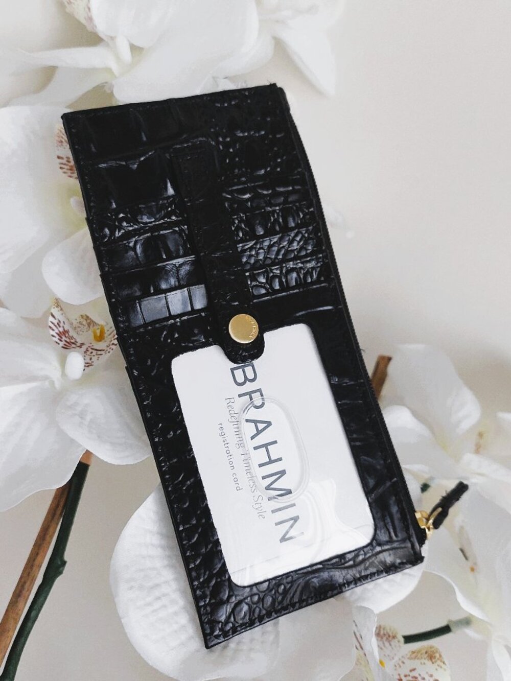 Brahmin Black Melbourne Credit Card Holder Wallet